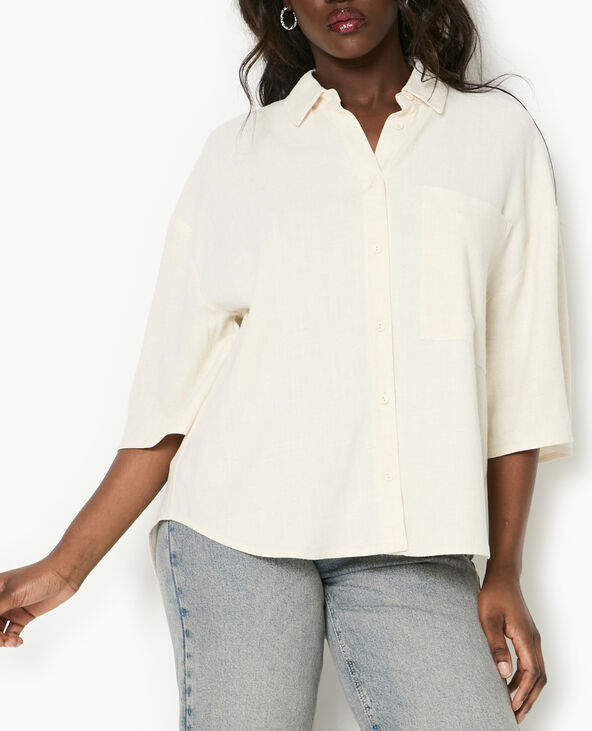 Chemise oversize avec lin beige - Pimkie