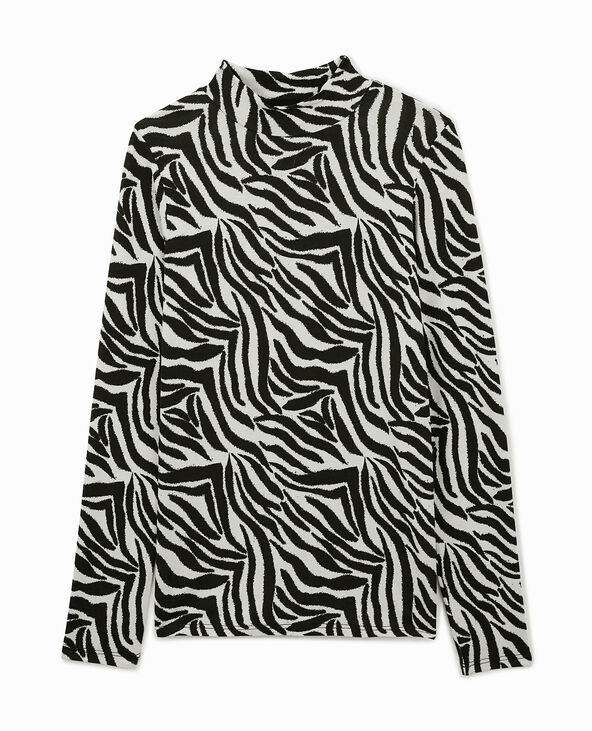 Top manches longues col montant motif zèbre gris clair - Pimkie
