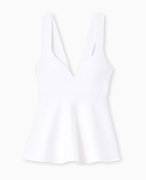 Top peplum en maille serrée encolure cœur blanc - Pimkie