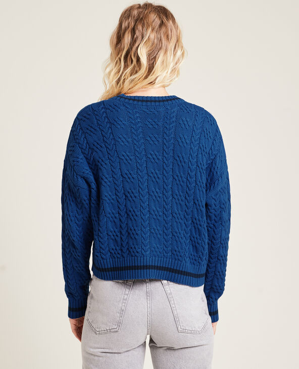 Gilet maille torsadée bleu électrique - Pimkie