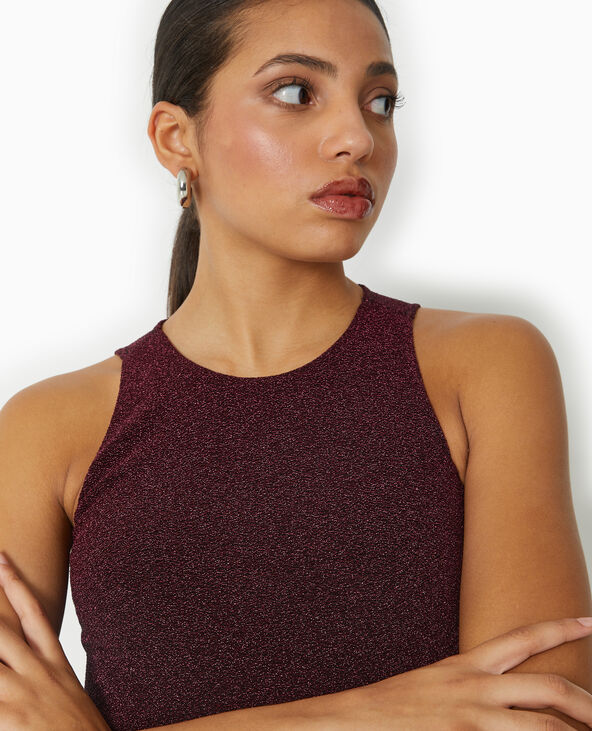 Top débardeur en maille lurex avec dos ouvert rouge - Pimkie