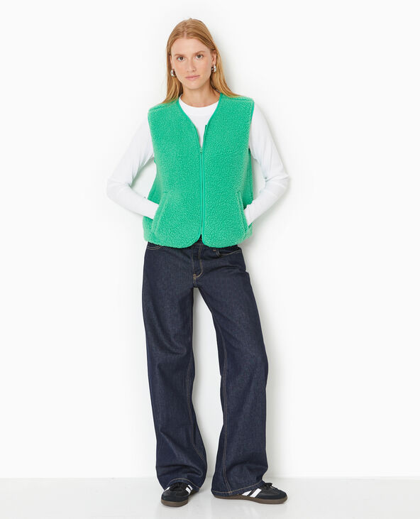 Gilet sans manches en sherpa effet mouton vert - Pimkie