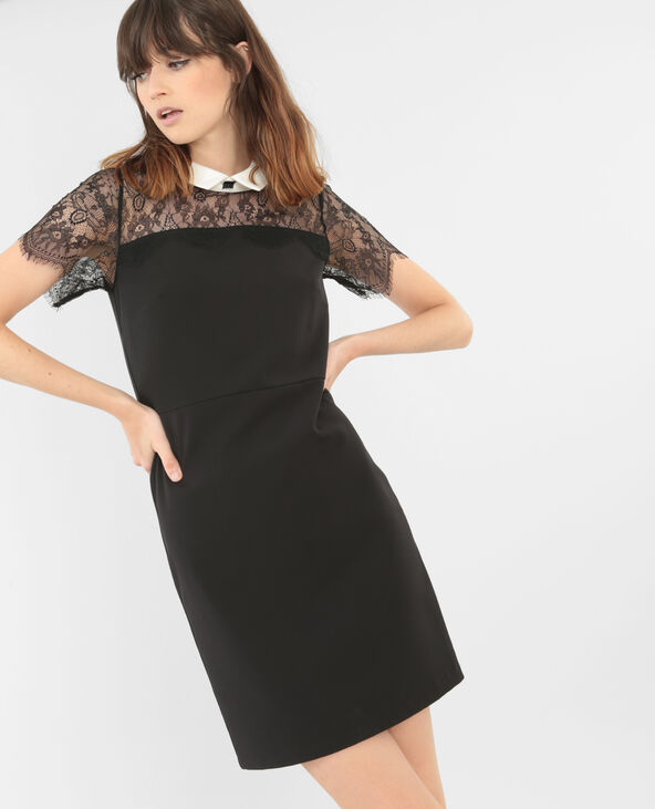 Robe dentelle col blanc noir - Pimkie