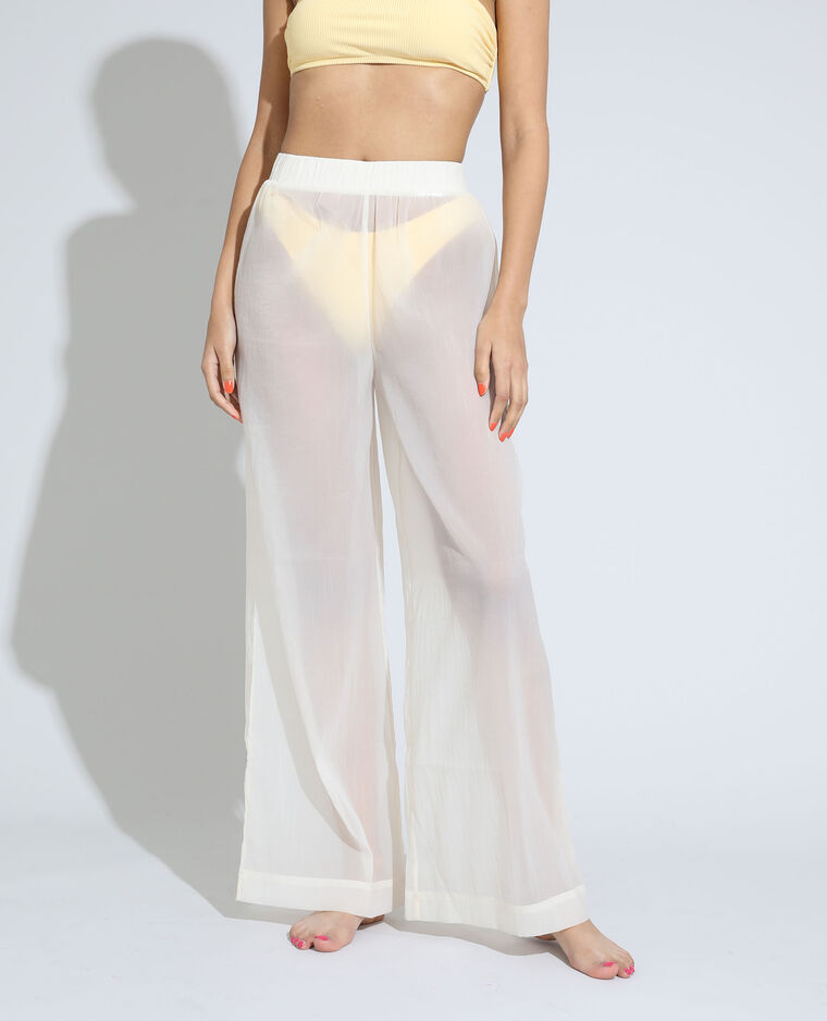 Pantalon wide plage high waist transparent blanc - 141406900A09 |