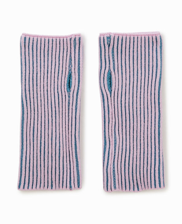 Manchons façon mitaines en maille effet rayé rose - Pimkie