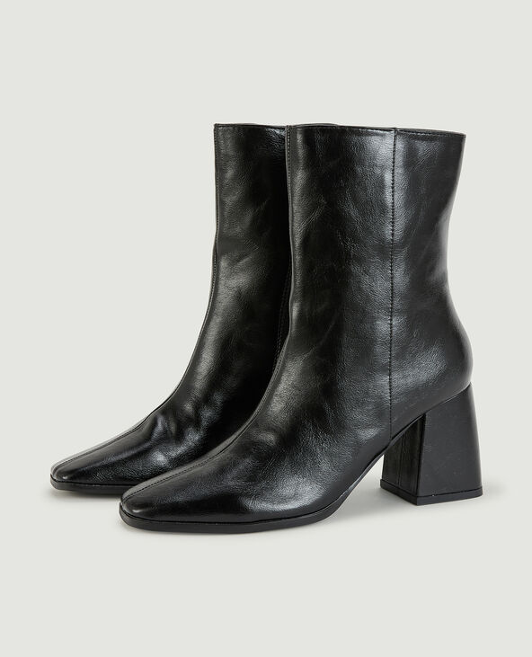 Boots à talon bouts carrés noir - Pimkie
