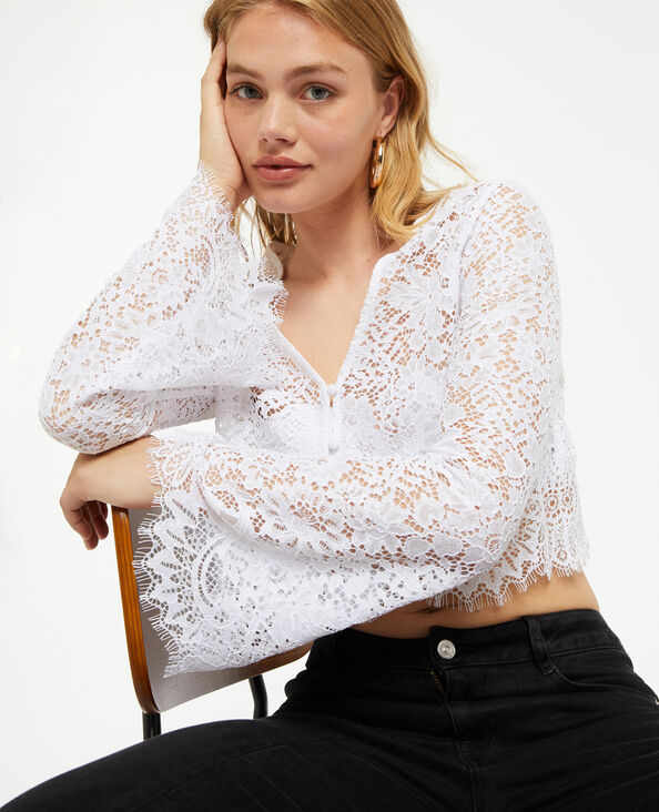 Blouse courte en dentelle blanc - Pimkie