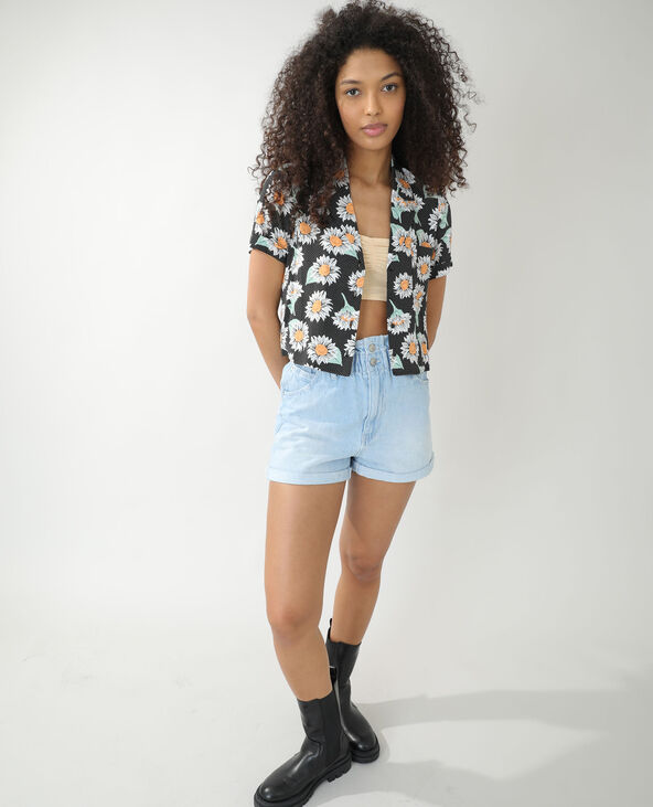 Chemise ample à pois et à fleurs noir - Pimkie