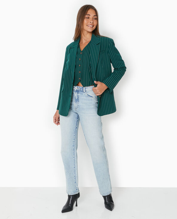 Veste blazer oversize avec rayures banquier vert foncé - Pimkie