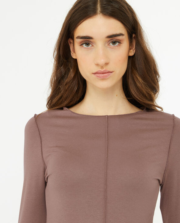 Top manches longues avec coutures apparentes taupe - Pimkie
