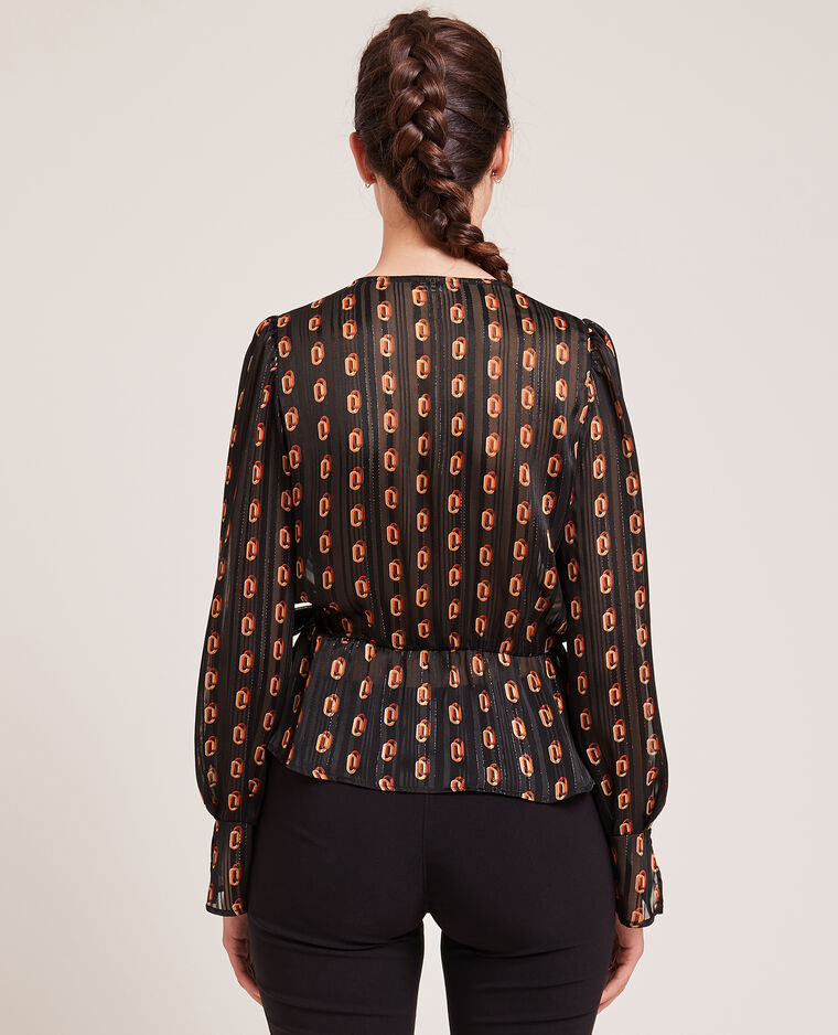 Blouse cache-cœur fils métallisés noir - Pimkie