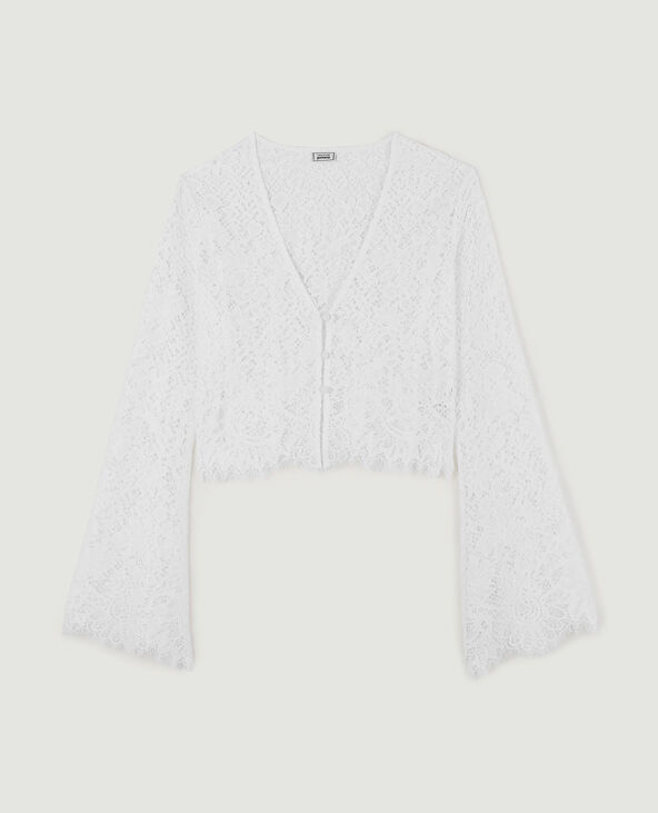 Blouse courte en dentelle blanc - Pimkie