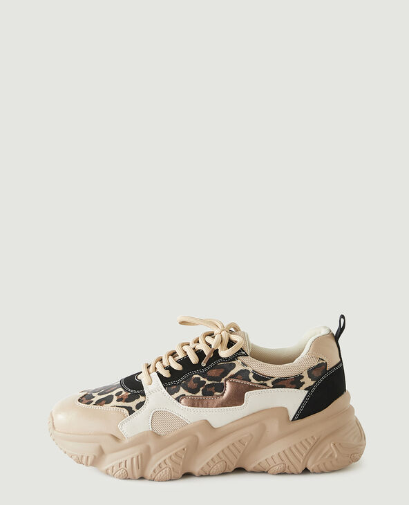 Baskets compensées léopard beige - Pimkie