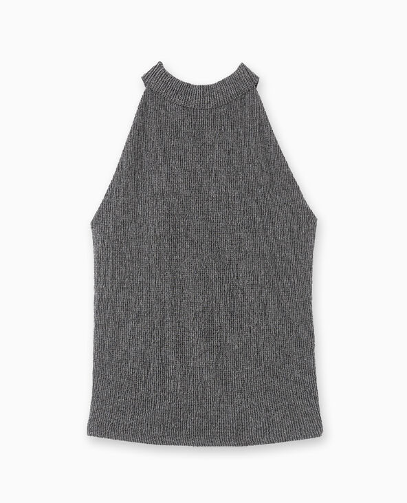Top dos-nu en maille reliéfée noir - Pimkie