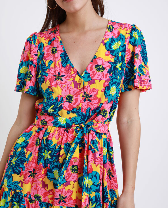 Robe à fleurs rose fuchsia - Pimkie