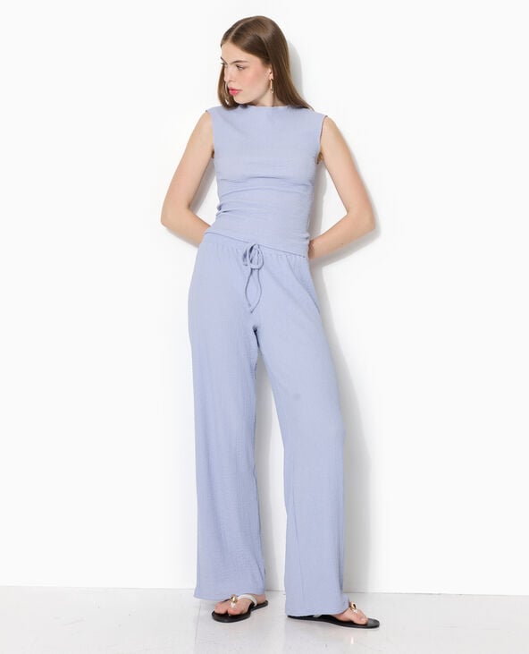 Top sans manches en tissu reliefé bleu - Pimkie
