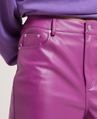 Pantalon droit en simili cuir violet - Pimkie