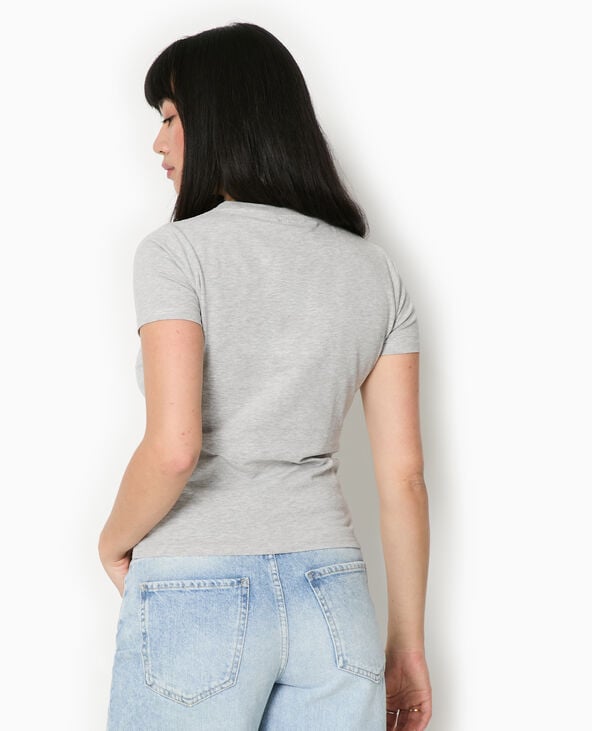 T-shirt ajusté avec print gris chiné - Pimkie