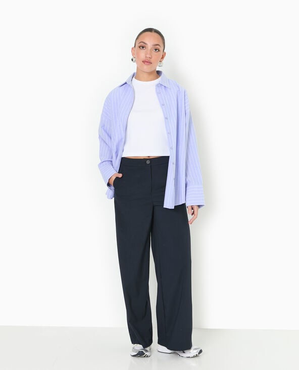 Pantalon large et droit taille haute bleu marine - Pimkie