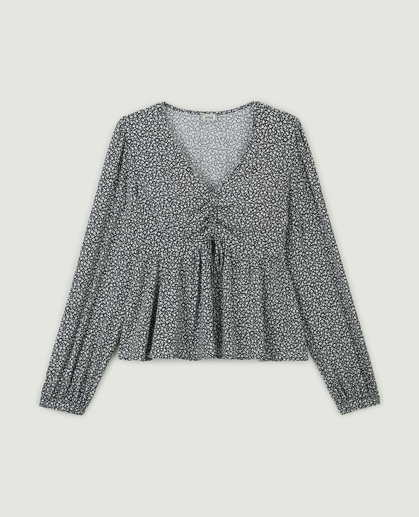 Blouse encolure V base volantée noir - Pimkie