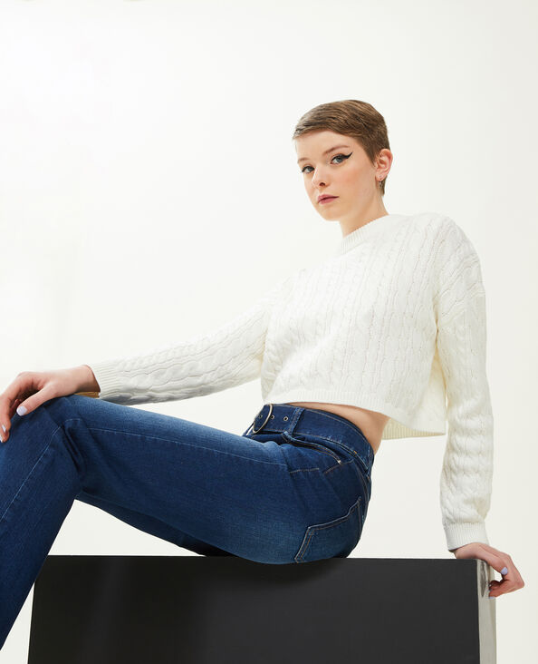 Pull court en maille torsadée blanc - Pimkie