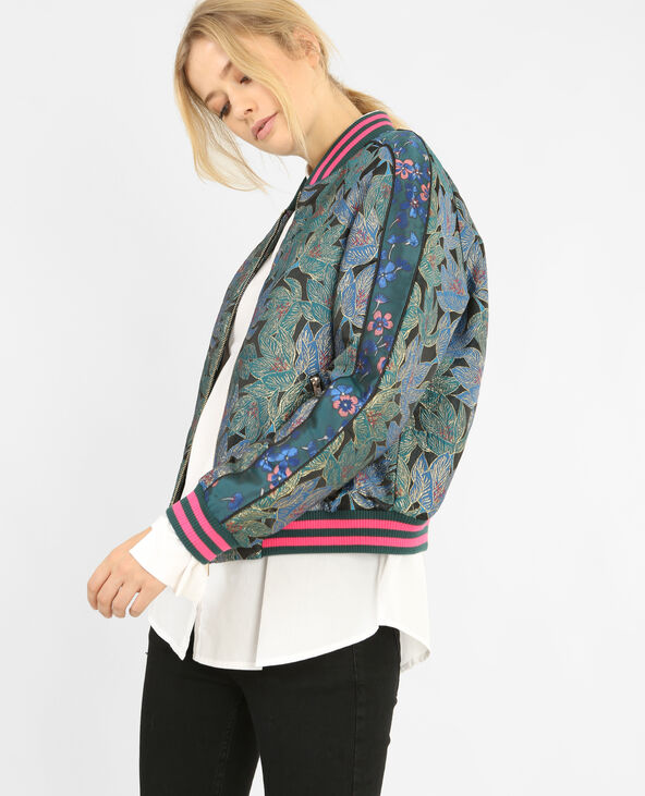 Blouson bomber jacquard bleu - Pimkie