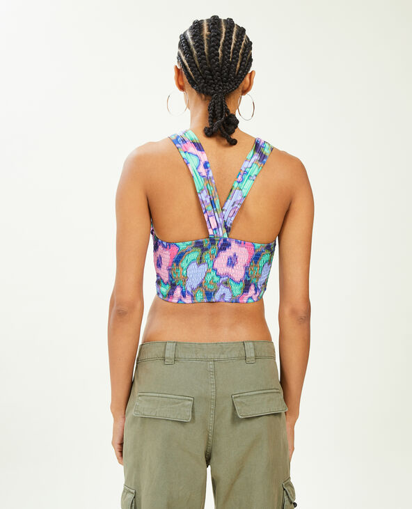 Top brassière en tissu satiné plissé violet - Pimkie