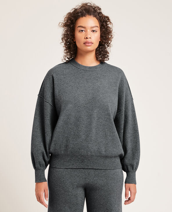 Pull large en maille gris chiné - Pimkie