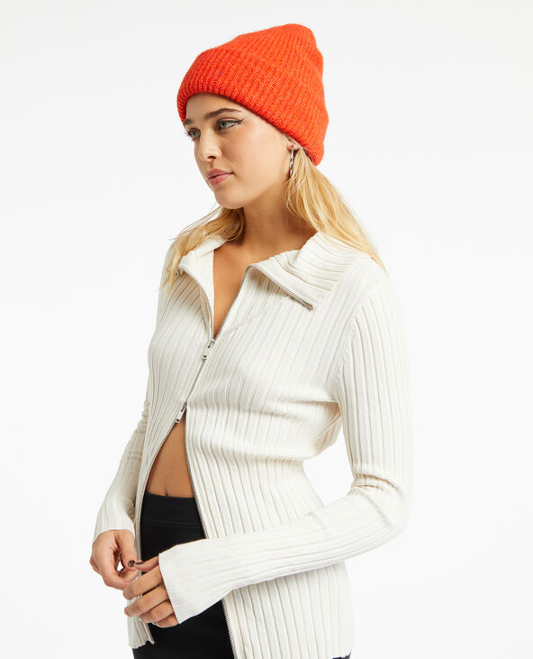 Bonnet avec revers orange - Pimkie