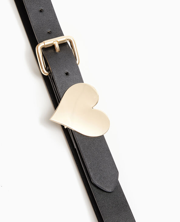 Ceinture avec boucle et cœur en métal doré noir - Pimkie