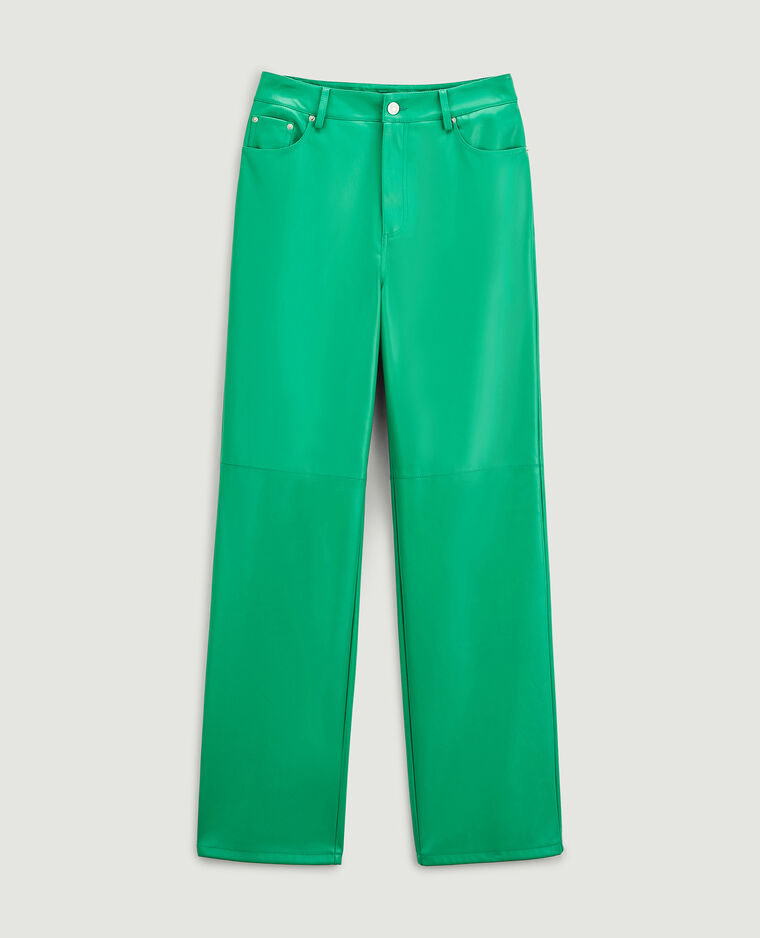 Pantalon droit en simili cuir vert - Pimkie