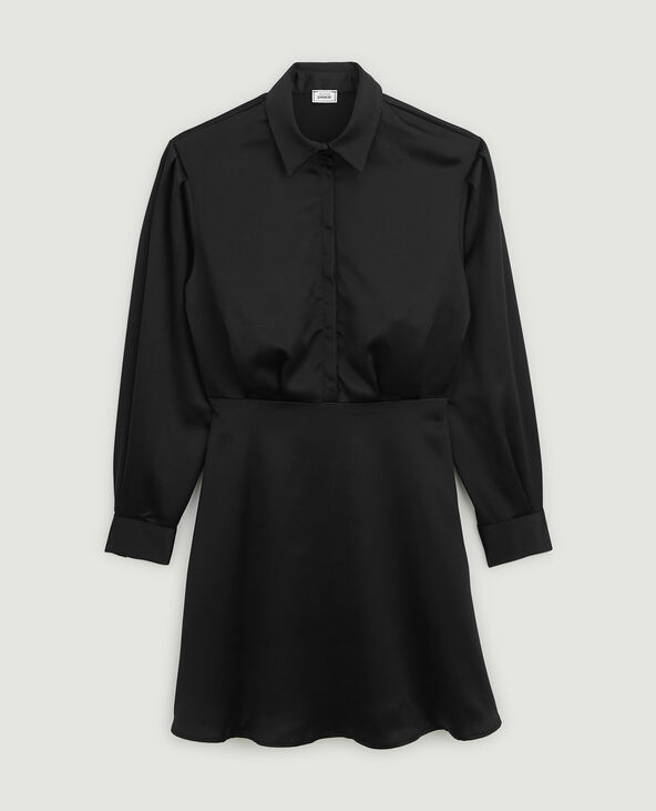 Robe chemise en satin noir - Pimkie