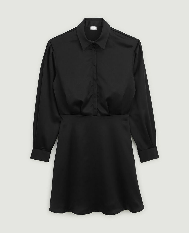 Robe chemise en satin noir - Pimkie