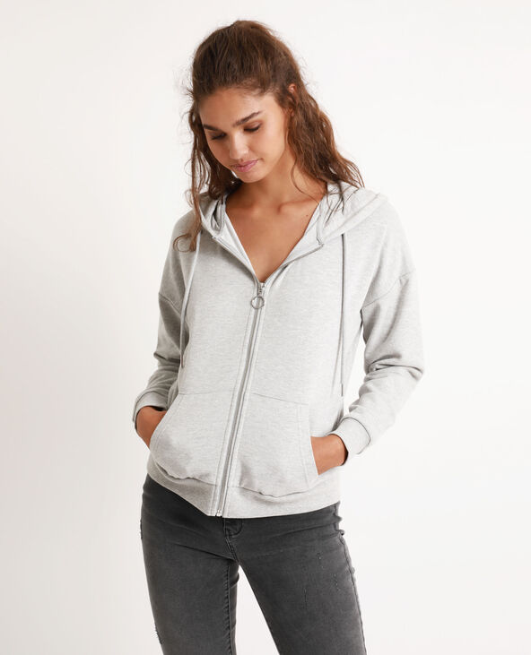 Sweat à capuche zippé gris chiné - Pimkie