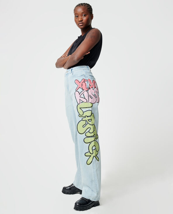 Jean graffiti bleu - Pimkie
