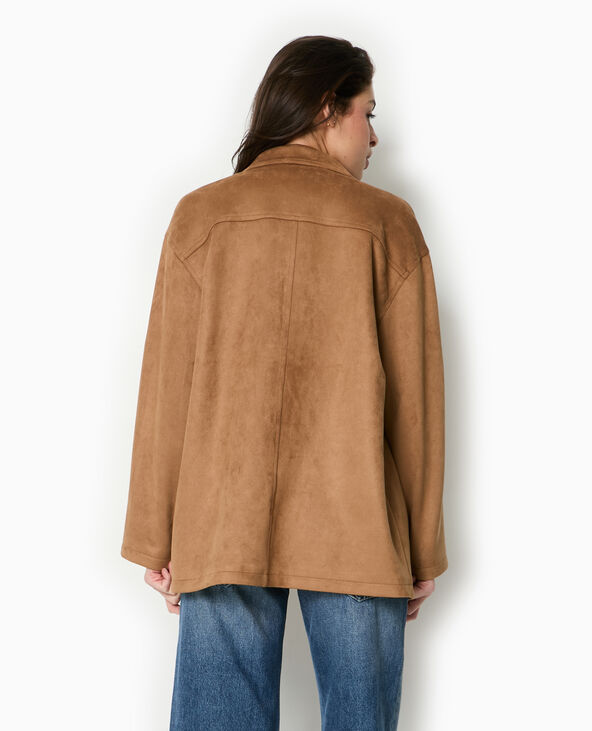 Manteau court en suédine beige - Pimkie
