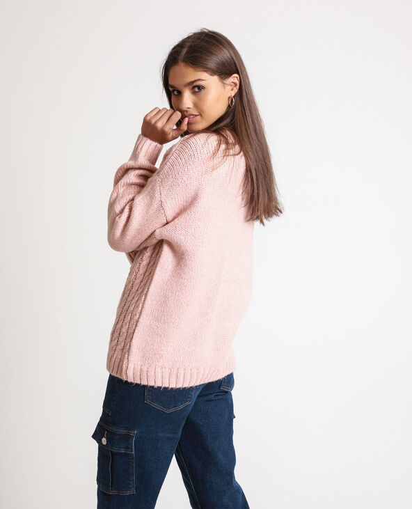 Pull torsadé rose chiné - Pimkie