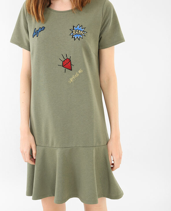 Robe sweat à patchs vert de gris - Pimkie