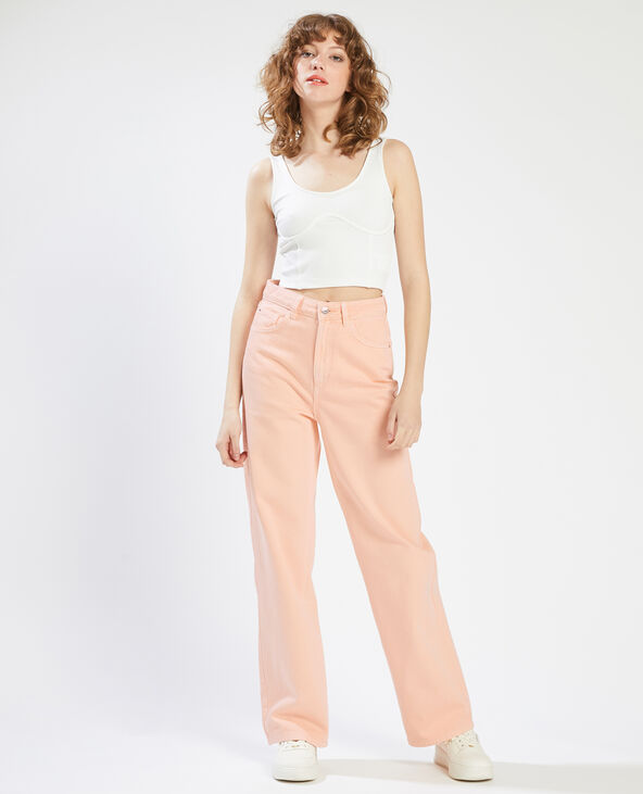 Jean droit taille haute couleur rose clair - Pimkie