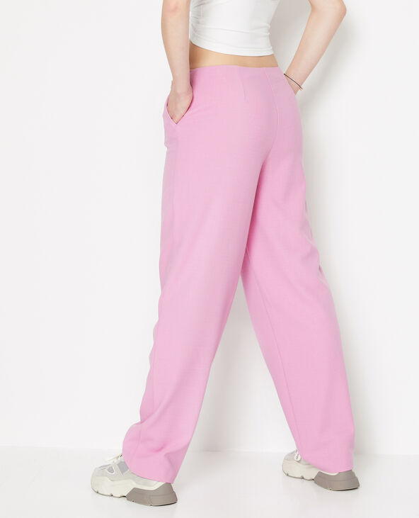 Pantalon droit en tissu reliéfé rose fuchsia - Pimkie