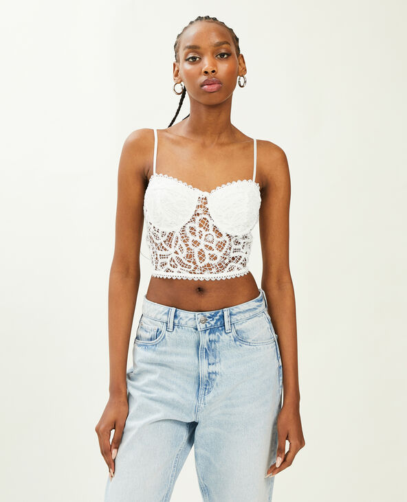 Brassière balconnet en dentelle crochet blanc - Pimkie