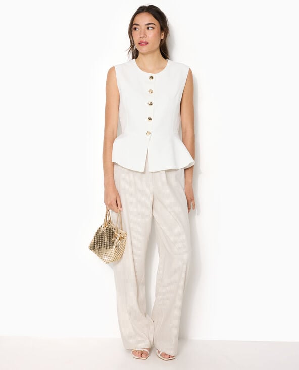 Veste sans manches peplum avec boutons fantaisie blanc - Pimkie