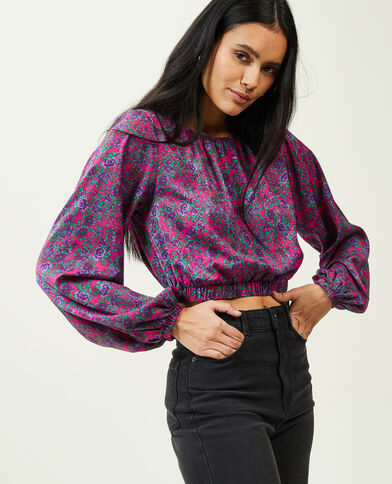Blouse courte base et poignets élastiqués rose - Pimkie