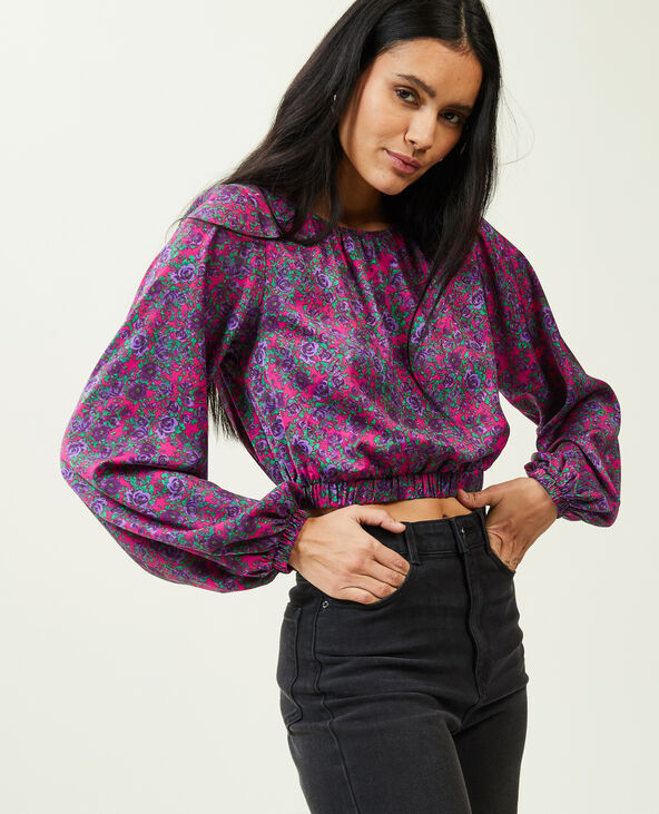 Blouse courte base et poignets élastiqués rose - Pimkie