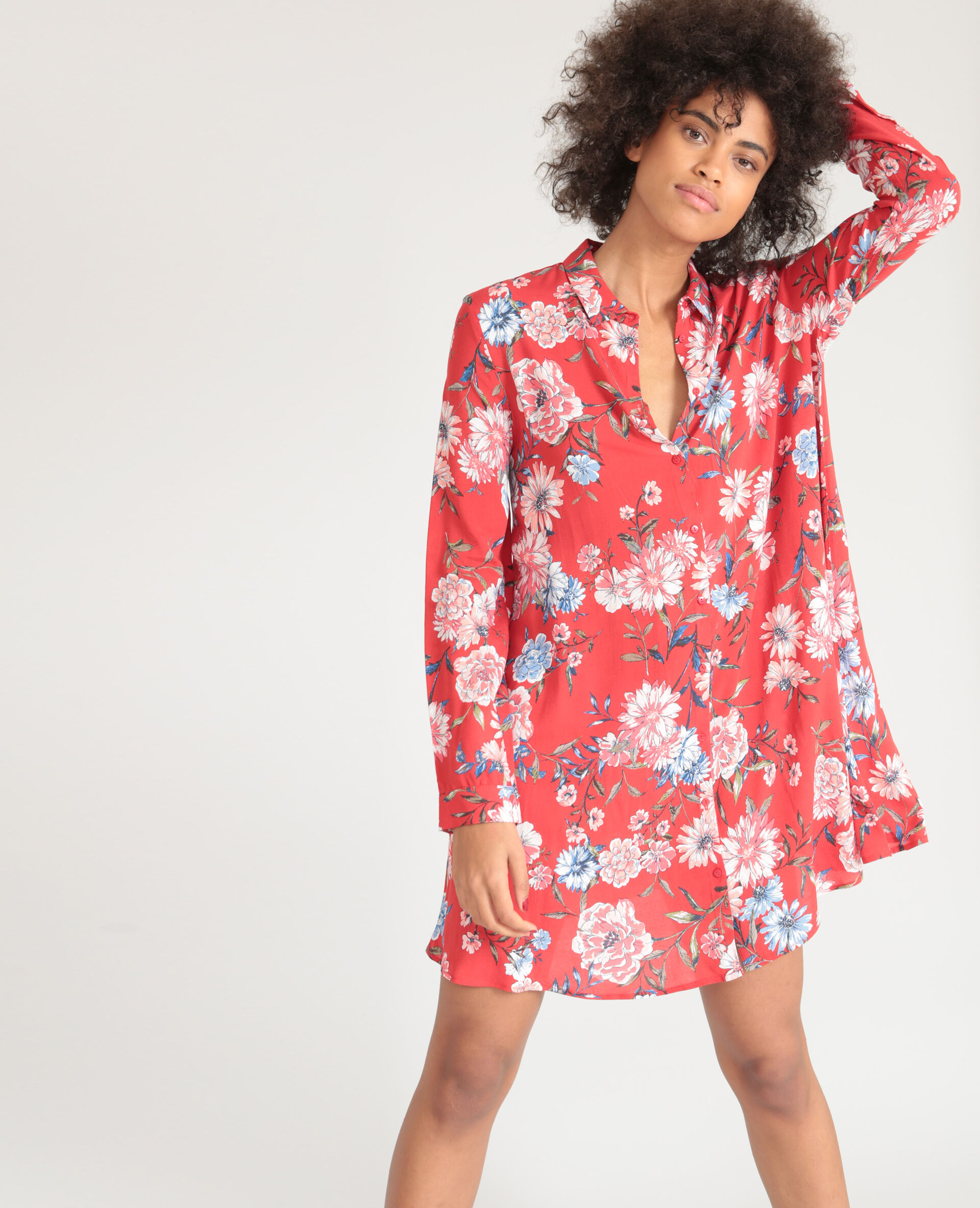 robe chemise a fleur