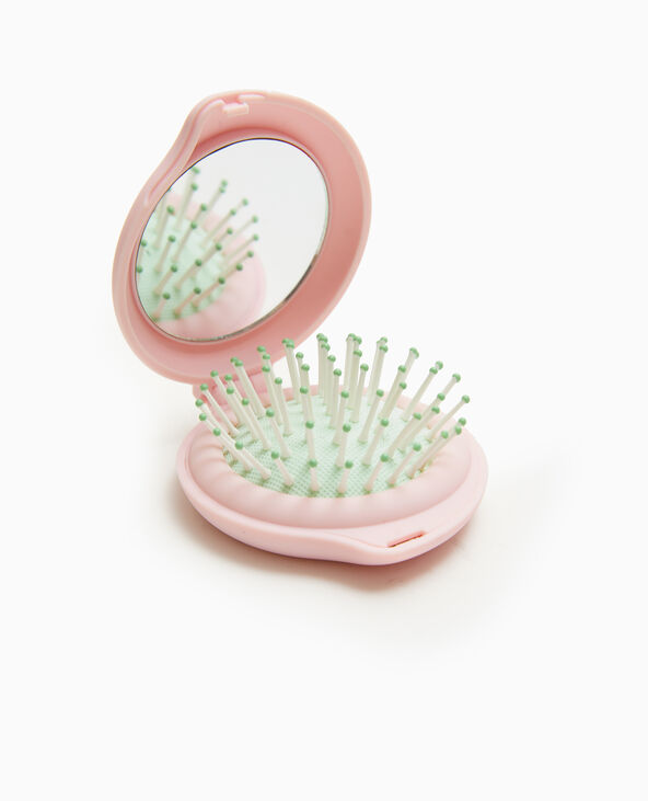 Brosse pliable avec miroir rose - Pimkie