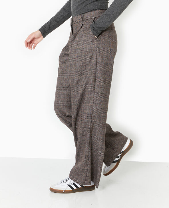 Pantalon large city motif carreaux noir - Pimkie