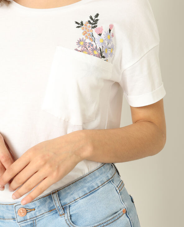 T-shirt brodé blanc - Pimkie