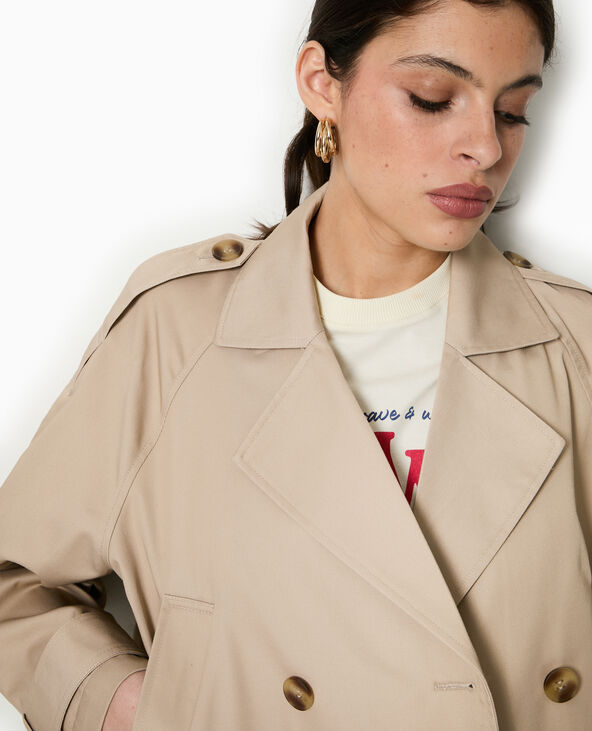 Trench court en toile beige - Pimkie
