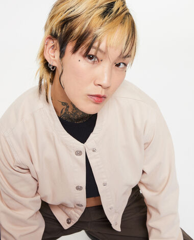 Bomber court en toile denim blanc - Pimkie